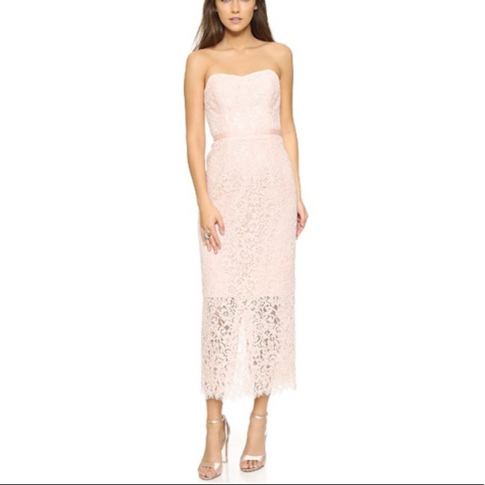 SHOSHANNA MIDNIGHT PINK LACE STRAPLESS DRESS SIZE 0